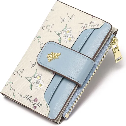 Vista 15 de GAEKEAO Billeteras pequeñas para mujer, con bloqueo RFID, de cuero, plegable, con cremallera, bolsillo para tarjetas de crédito, con ventana
