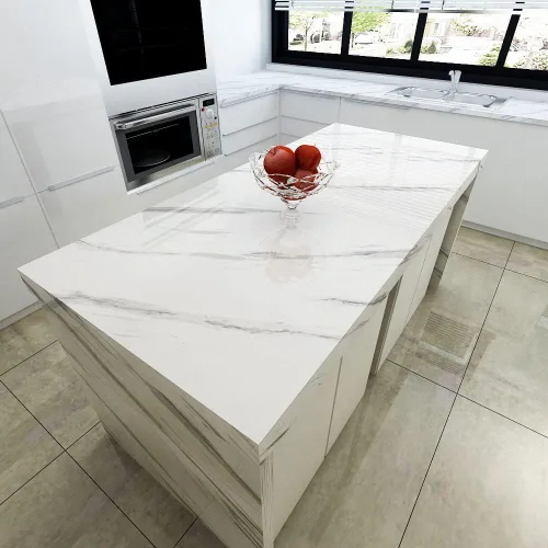 Vista 4 de YENHOME Papel de contacto de mármol blanco para encimeras de cocina, encimeras de despegar y pegar, impermeable, autoadhesivo, papel tapiz de mármol