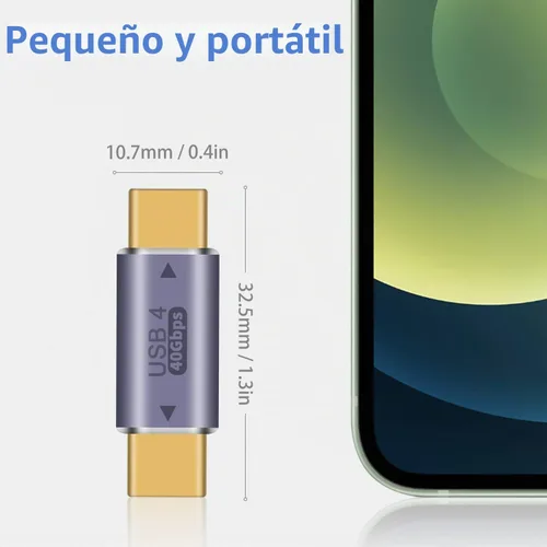 Vista 5 de Duttek Adaptador USB C a USB C de 40 Gpbs, 8 k@60 Hz y carga rápida de 100 W, adaptador tipo C macho a macho compatible con Thunderbolt 3/4 MacBook
