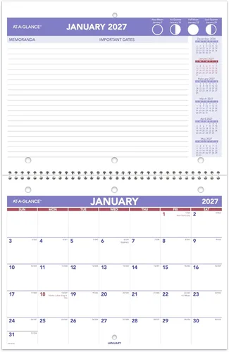 Vista 7 de AT-A-GLANCE Calendario de pared 2026, 8.5 x 11 pulgadas, pequeño, bloques sin líneas, mensual (PM1702826)