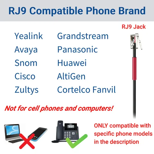 Vista 2 de Adaptador U10P-S RJ9 a QD HIS Cable para auriculares de desconexión rápida Plantronics Cable de bobina compatible con Yealink T20P T21P T26P T23G