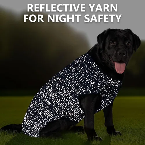 Vista 5 de KYEESE Suéter para Perro con Agujero para Correa para Perros Pequeños Machos Suéter Cálido con Hilo Reflectante Tejido Suave Ropa para Perros Machos
