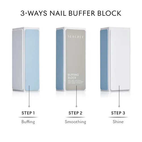 Vista 5 de SEACRET Minerals - Bloque profesional para pulir uñas, bloque de pulido de 3 maneras, el secreto para uñas brillantes, manicura y pedicura, paquete