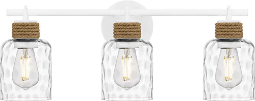 Vista 14 de Quoizel Naturals Baltic - Luces modernas de tocador de 14.5 pulgadas, 2 luces, estilo costero, color negro mate y cristal de agua transparente