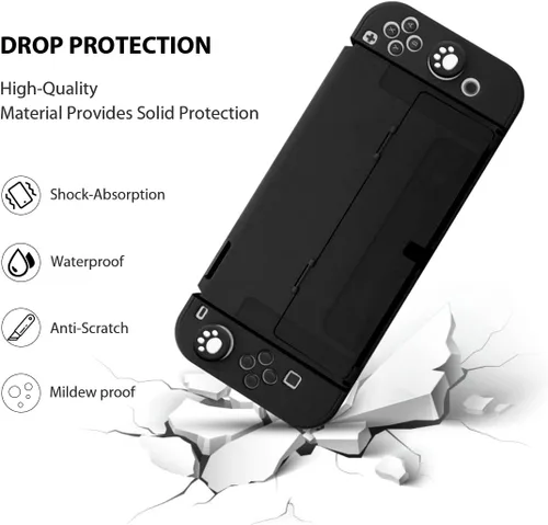 Vista 4 de Switch OLED - Funda protectora para Nintendo Switch OLED modelo 2021, compatible con Switch OLED y Joy-Con Controller Grip Case con protector