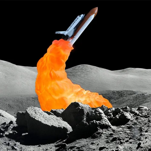 Vista 2 de Lámpara de noche de cohete con impresión 3D, lámpara de transbordador espacial de cohete, adornos de escritorio para el hogar, oficina, cumpleaños