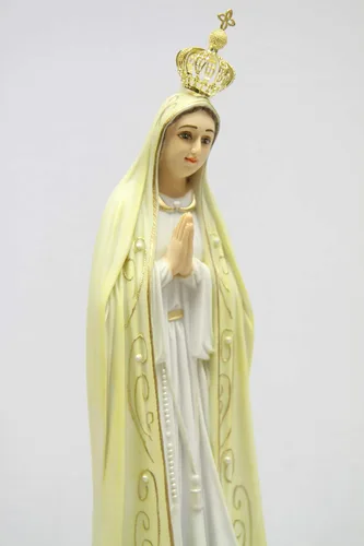 Vista 5 de Vittoria Collection Estatua de Virgen María peregrina de 20 pulgadas con corona hecha en Italia para interiores y exteriores, gruta de jardín