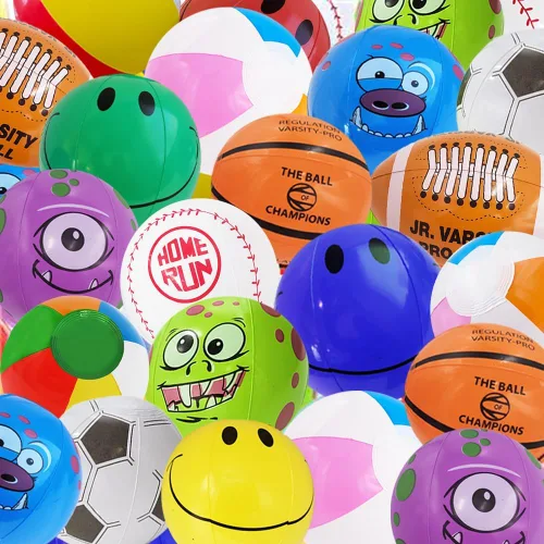 Vista 4 de The Dreidel Company Surtido de pelotas de playa, varios diseños para fiestas en la piscina, cumpleaños, juguete divertido de verano, 6 pulgadas