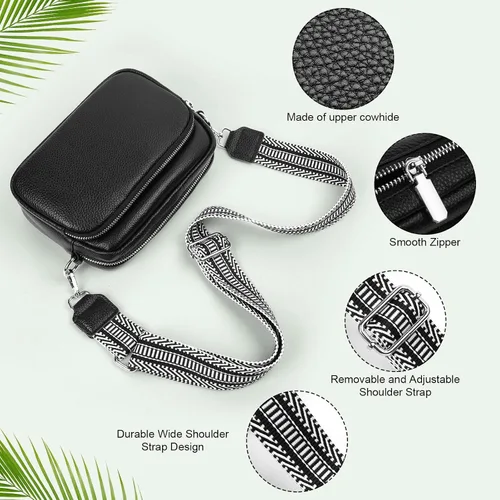 Vista 4 de Aucuu Bolso cruzado, bolsos de hombro de cuero genuino para mujer, bolso de hombro para teléfono celular, bolsas cruzadas para mujer de regalo