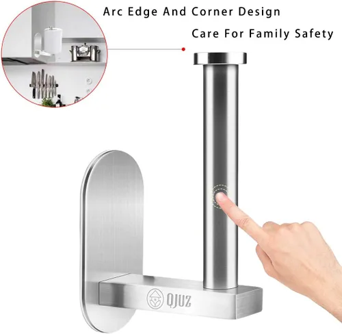 Vista 5 de QJUZ Soporte de papel higiénico adhesivo, soporte de papel higiénico para baño, cocina en la pared, soporte de papel higiénico, soporte cepillado