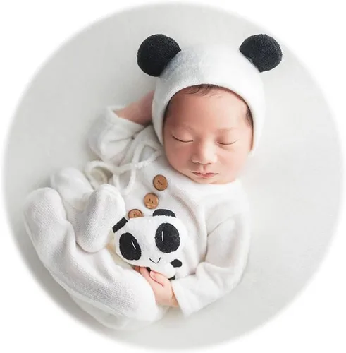 Vista 2 de Zeroest Traje de fotografía para recién nacido, accesorios para sesión de fotos de bebé, accesorios de oso para fotos de bebé recién nacido