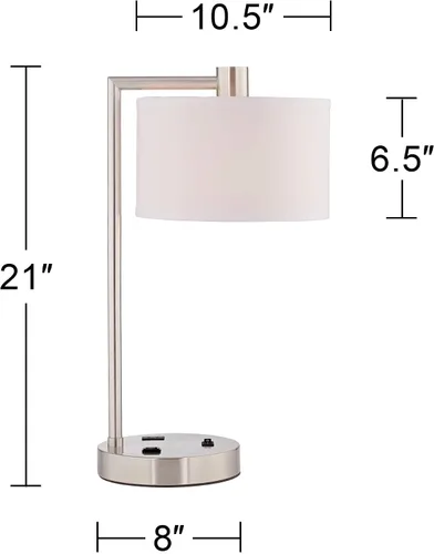 Vista 2 de Colby lámpara de mesa de níquel pulido con salida y puerto USB