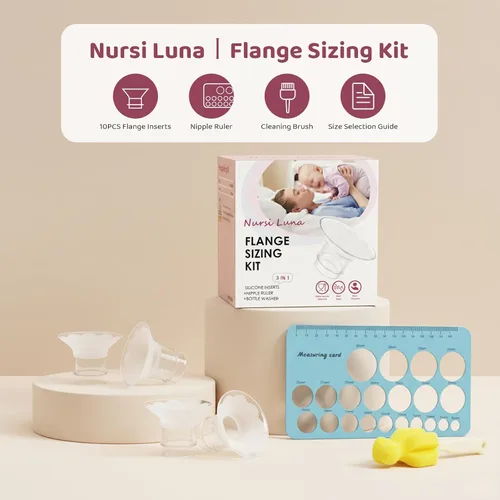 Vista 2 de Kit de Dimensionamiento de Brida Nursi Luna 3 en 1 con 10 Piezas de Insertos de Brida de 13/15/17/19/21mm, Kit de Insertos de Brida de Silicona