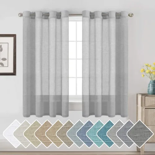 Vista 96 de H.VERSAILTEX Cortinas de lino de mezcla natural para sala de estar/cortinas de lino semitransparentes reductoras de luz de 54 pulgadas de largo