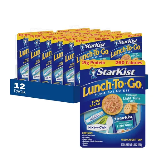 Vista 9 de StarKist Lunch-To-Go Albacore Mezcla tu propia ensalada de atún, kit de 4.5 onzas, 1 paquete 0.67 oz de proteína por porción, listo para comer