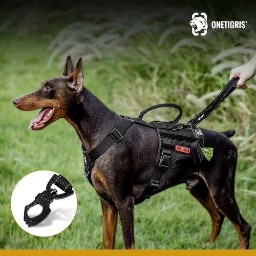 Vista 6 de OneTigris Bolt - Correa corta de tráfico para perros pequeños, medianos y grandes (negro, S)
