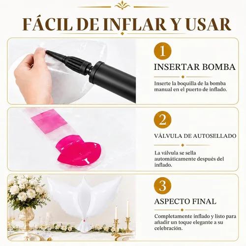 Vista 3 de 12 globos blancos grandes de 36 pulgadas de paloma de la paz de papel de aluminio, globos de paloma de pájaro para boda, compromiso, funerarios