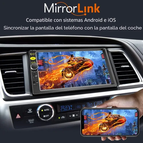 Vista 3 de Estéreo de coche de 7" con pantalla táctil de doble DIN con Apple CarPlay, estéreo de coche Bluetooth de 7" con cámara de respaldo, controles