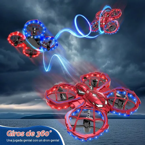 Vista 5 de Spider Mini Drone para niños principiantes – Lanzar para volar RC Quadcopter con luces LED, 2 baterías, sin cabeza, modo de 3 velocidades, giros 3D