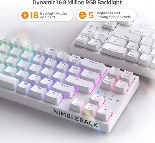 Vista 2 de LTC NB681 Nimbleback - Teclado mecánico con cable al 65%, retroiluminado RGB ultracompacto de 68 teclas para juegos con interruptor intercambiable