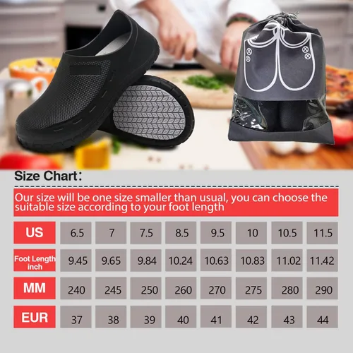 Vista 2 de Zapatos antideslizantes para hombre, resistentes al agua, al aceite, para chef, enfermería, médicos, zapatos adecuados para cocina, restaurante