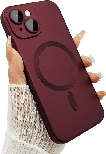 Vista 8 de ankofave Funda Magnética para iPhone 14 Plus para Mujeres, Funda Resistente Mate de Lujo Diseño Suave Metálico con Protector de Lente de Cámara
