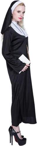 Vista 3 de EraSpooky Vestido de disfraz de monja para mujer