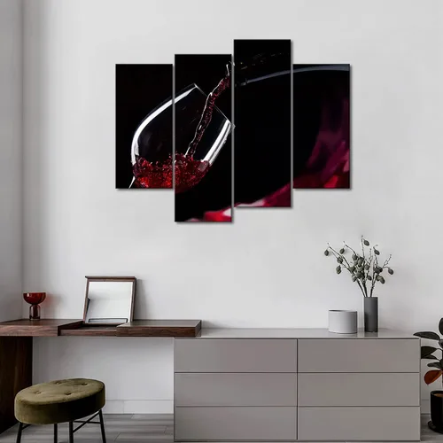 Vista 3 de First Wall Art - Pintura de cuadros de vino tinto en el vaso, fotos de pinturas de comidas en loca para regalo de decoración para el hogar