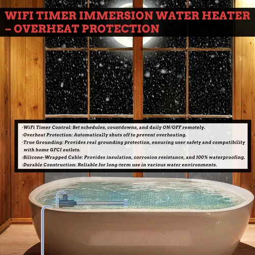 Vista 5 de Calentador de agua de inmersión 316SS para piscina sobre el suelo de 2000 W con temporizador WiFi y control de temperatura, calentador sumergible