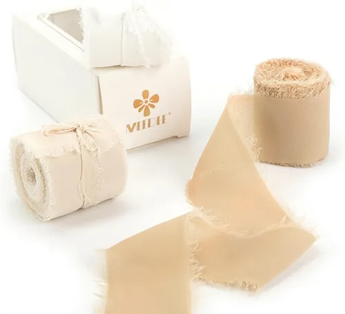 Vista 13 de MEEDEE Cinta de gasa negra de 2 pulgadas con flecos, cintas de gasa deshilachadas negras para manualidades, cinta de gasa de seda para envolver Negro