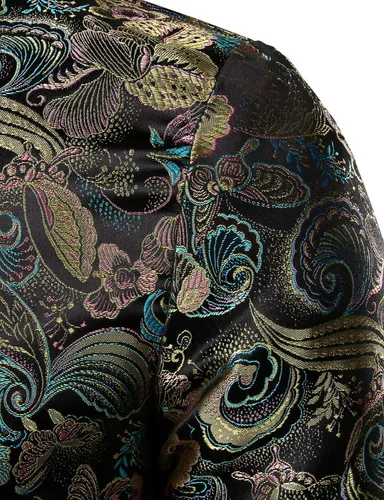 Vista 4 de JOGAL - Chaqueta de lujo satinada con bordado floral para hombre