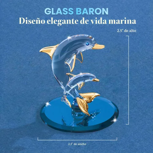 Vista 2 de Figura de cristal de delfín y bebé