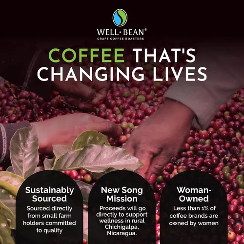 Vista 7 de Well-Bean Café - Granos de café Hot Mess, café de grano entero Microlot nicaragüense, café keto sin gluten, granos de café ricos en antioxidantes
