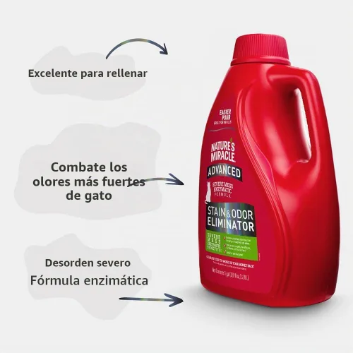 Vista 6 de Nature's Miracle® Eliminador Avanzado de Manchas y Olores, 128 fl oz, Aroma Fresco, Fórmula Enzimática para Desórdenes Severos para Desastres