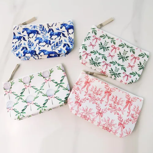 Vista 6 de Bolsa de maquillaje, organizador de viaje, neceser para mujer, pequeña funda de cosméticos para bolso, lindo embrague de almacenamiento de tela