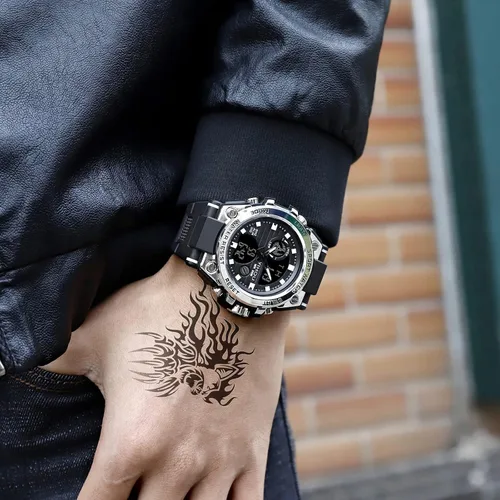 Vista 5 de Reloj militar para hombre, reloj electrónico para deportes al aire libre, reloj táctico del ejército, cronómetro LED, impermeable, relojes