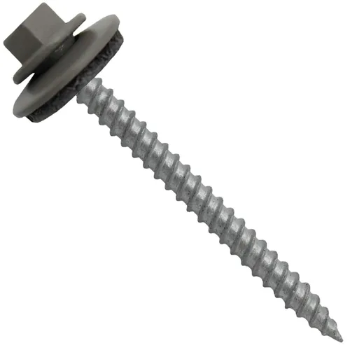 Vista 32 de 12 tornillos para techos de metal gris ABC de 2-1/2 pulgadas, cabezal de arandela hexagonal, arranque automático/roscado, arandela EPDM. 1 bolsa