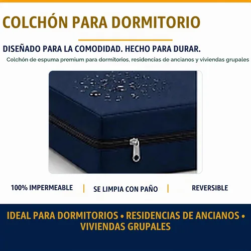 Vista 2 de Ottomanson - Colchón de espuma individual XL de 8 pulgadas, impermeable y 10/10 Firm Blue