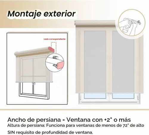Vista 6 de AOSKY Persianas enrollables sin cordones para ventanas que filtran la luz, pantalla solar semitransparente, con 5% de apertura, protección UV