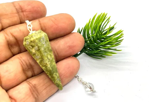 Vista 51 de WholesaleGemShop Péndulo facetado de cristal de piedras preciosas naturales