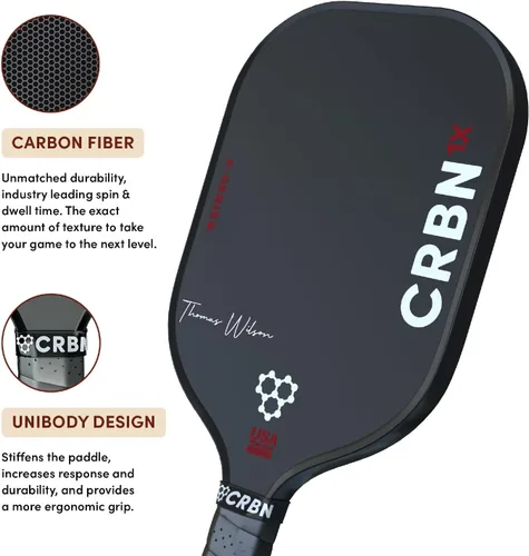 Vista 3 de CRBN Pickleball - X Series Power Paddle Carbon Fiber Pickleball Paddle with Foam Injected Edges for Expanded Sweet Spot