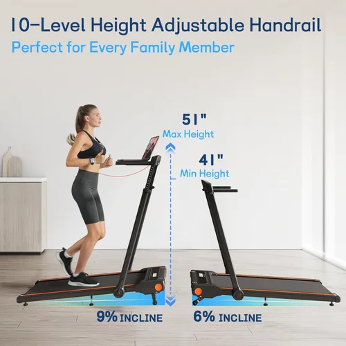 Vista 3 de Caminadora 4 en 1 con control remoto inclinado compacto 3.0HP plegable debajo del escritorio para oficina en casa, fitness, capacidad de 300 libras