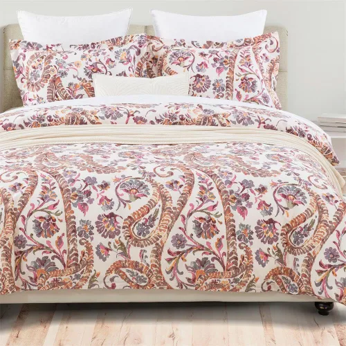 Vista 21 de DAUAOTO Juego de funda de edredón Twin XL de 68"X92", ropa de cama de algodón con estampado de granja para cama Twin XL extra larga, patrón floral