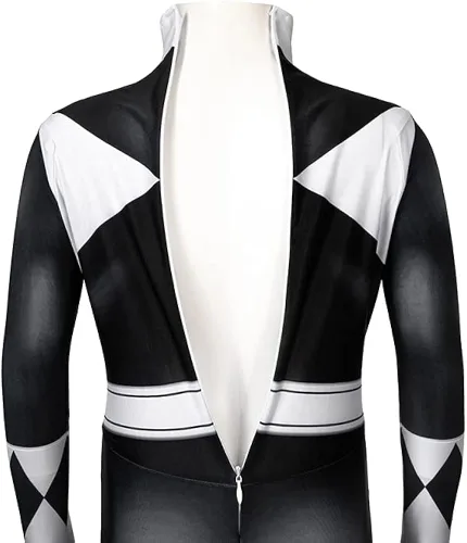 Vista 8 de CEMDER Disfraz de superhéroe negro Zentai con máscara separada disfraz de Halloween