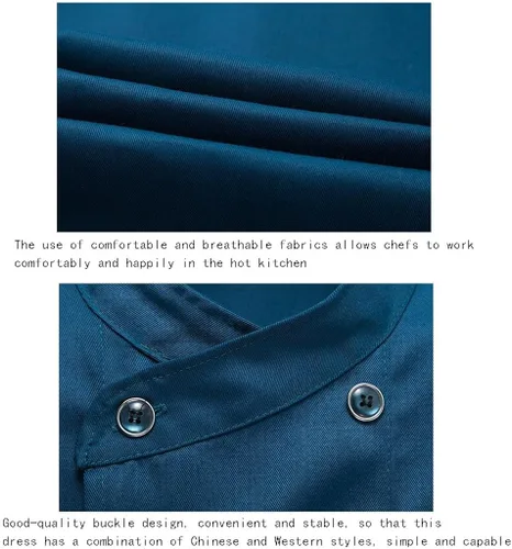 Vista 5 de Chaqueta de chef de manga corta con doble botonadura unisex, abrigo de chef para verano, transpirable, ropa de trabajo, uniforme