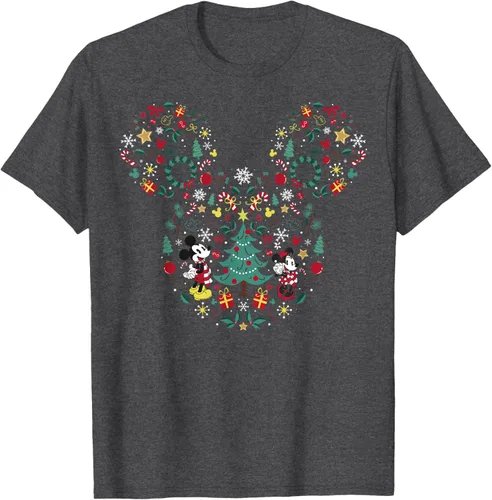 Vista 30 de Disney Mickey y Minnie Mashup Navideño Camiseta de Manga Corta Negro