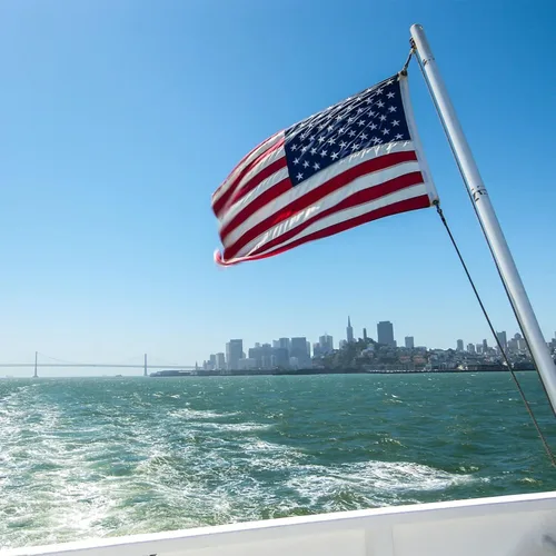 Vista 2 de Bandera estadounidense de barco de 12 x 18 pulgadas, estrellas bordadas, rayas cosidas, banderas de barco con 2 ojales de latón, bandera de Estados