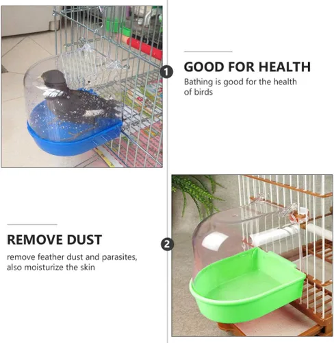 Vista 6 de GANAZONO 2 bañeras de pájaros para pájaros pequeños loros bañeras con apertura curvada para mascotas, para periquitos canarios y más
