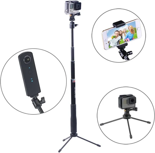 Vista 2 de Smatree Palo telescópico para selfie Q3 con trípode para Insta360 X5 For OSMO 360,GoPro Hero