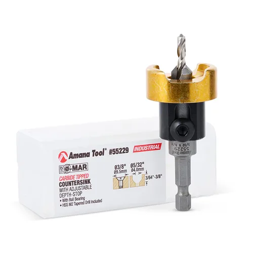 Vista 10 de Amana Tool Avellanador de 82 Grados con Broca con Tope de Profundidad y Rodamiento de Bolas Sin Empuje, 55242, 1/2 D x 3/16 Diámetro de Broca x